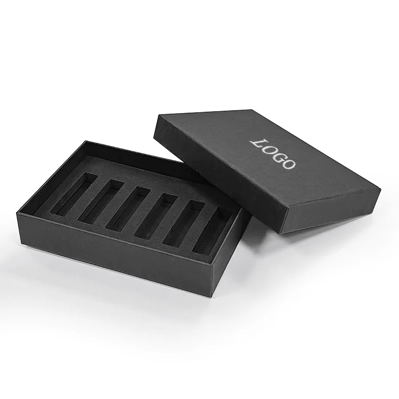 Custom Black Matt Paper Gift Box with Foam Insert Lid and Base Top and Bottom Box Perfume Packages