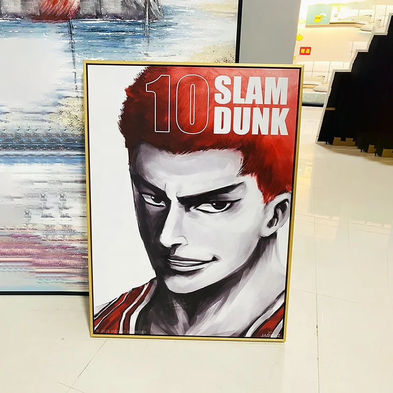 3d Anime Poster And Prints Wall Art Home Decor Slam Dunk Oil Painting Art Crafts Canvas Framed Wall Art