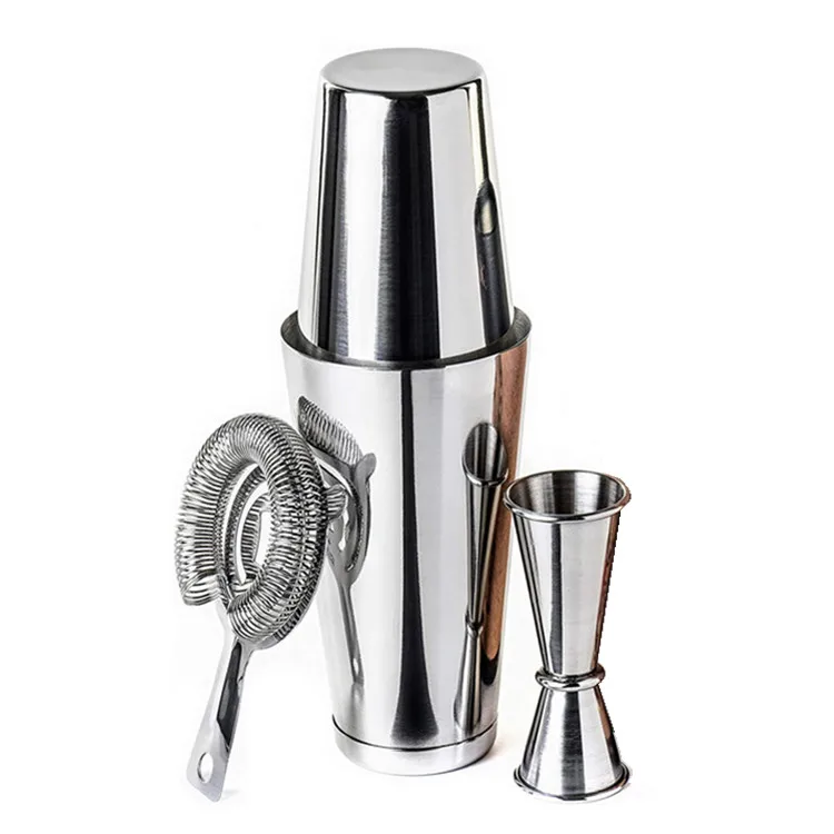 Amazon hot 4-piece Stainless Steel Cocktail Boston Shaker Bartender Kit