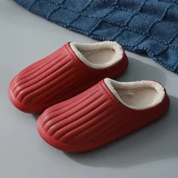 Winter Warm Clogs Plush House Slippers Indoor Pantuflas Outdoor Lovers Faux Fur Lining EVA Waterproof House Slippers For Women