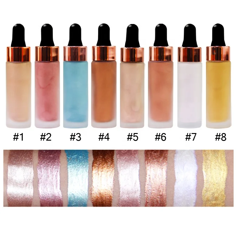 Cosmetics Manufacturers 8 Colors Face Skin Brightening Vegan Liquid Highlighter Makeup