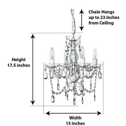 The Original Gypsy Color 4 Light Crystal White Hardwire Flush Mount Chandelier H17.5xW15, White Metal Frame with Clear Glass