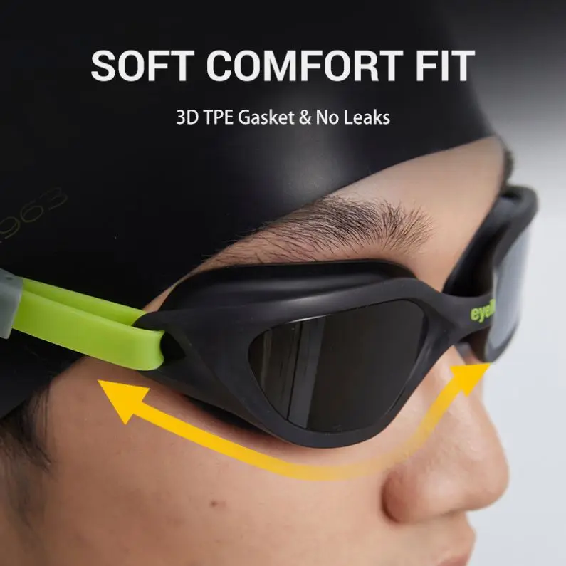 Professional Adult Racing Swim Goggles with Silicone Lenses Waterproof UV and Anti-Fog Features Prescription Glasses Material