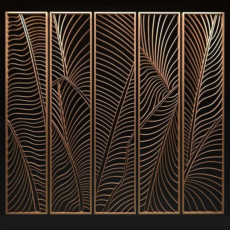 Iron Laser Waterfall Wall Panel Indoor Restaurant Decor Lux