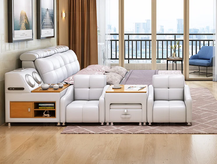 KEHUI Bedroom Furniture Set Provincial Grey Dubai European Style Nordic Dressing Contemporary High Smart Bedroom Furniture Bed