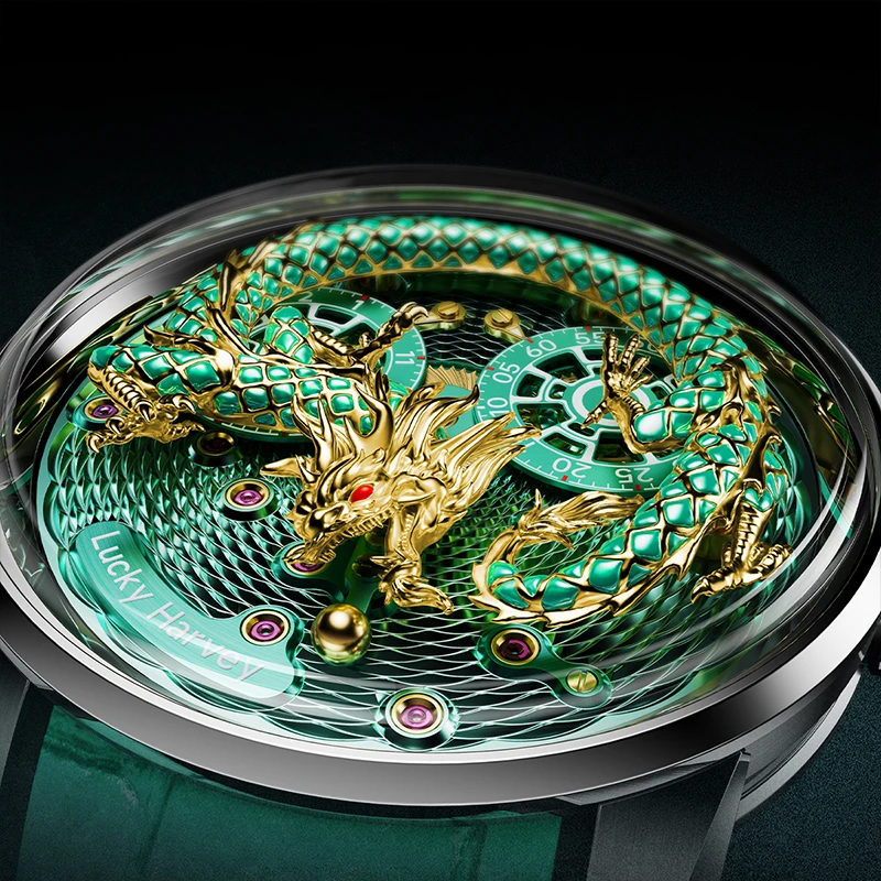 LUCKY HARVEY Master Craftsman Series enamelled Dragon Action Doll Festival limited edition mechanical watch