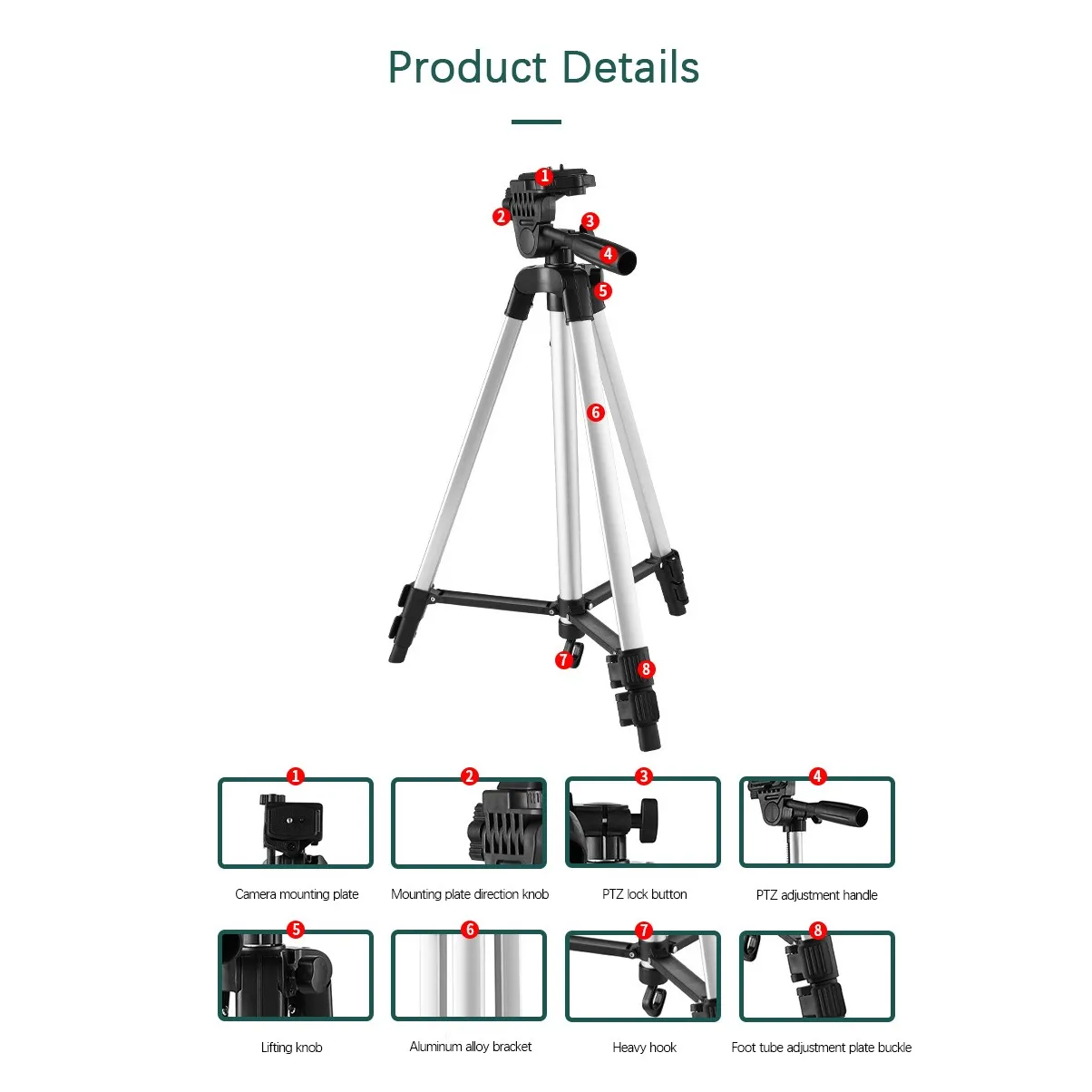 Factory price 330A mini portable flexible tripod 3 sections adjustable height tripod mobile phone camera universal tripod
