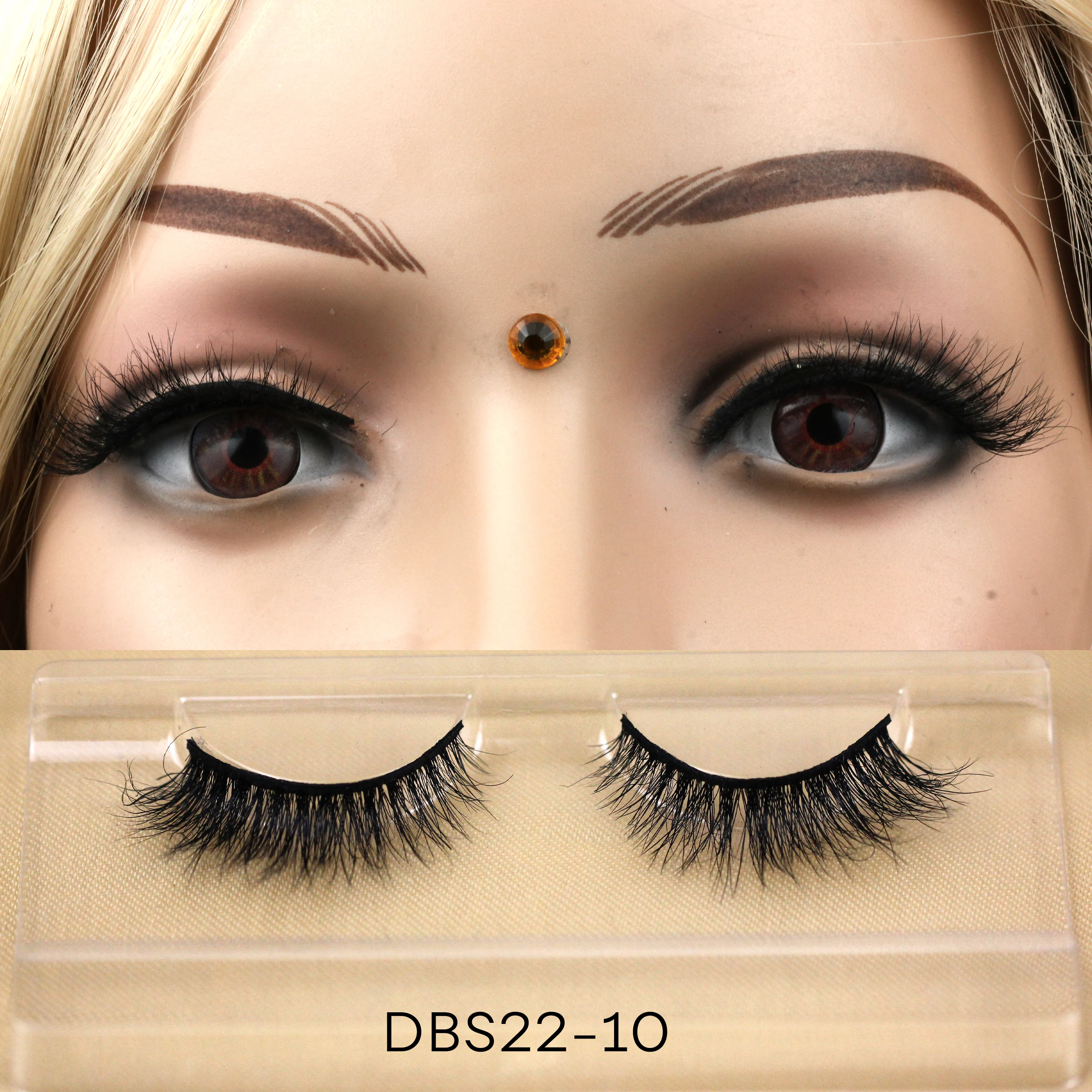 DBS22 customized box eye lashes wholesale full strip 15mm natural look mink 3d lashes