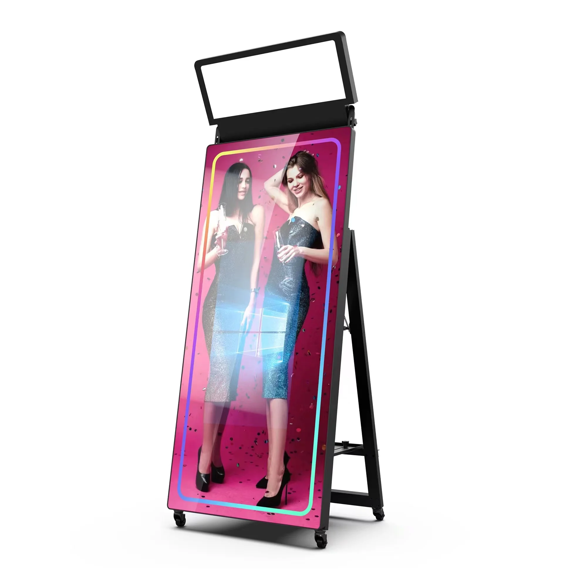 Hot Sale Portable Touch Screen Photo Booth Machine roamer photobooth with Ring Light Selfie photo booth cabin for Home Event Use