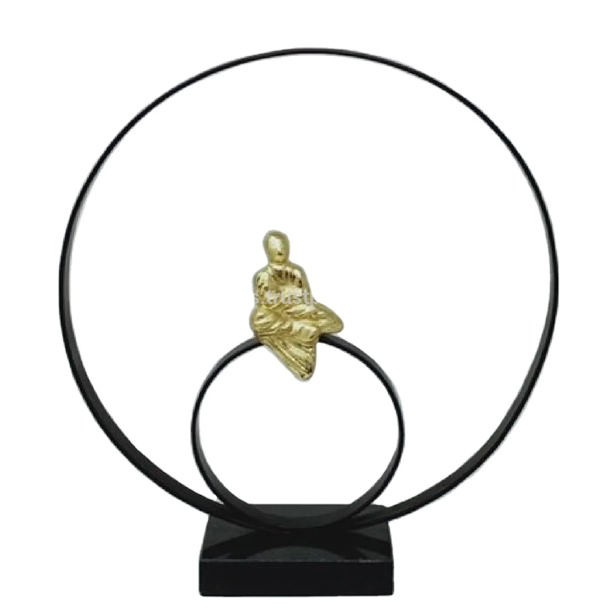 Luxury Metal Sitting Buddha Gold And Black With Marble Base Decorative Showpiece Objects resting buddha table decor
