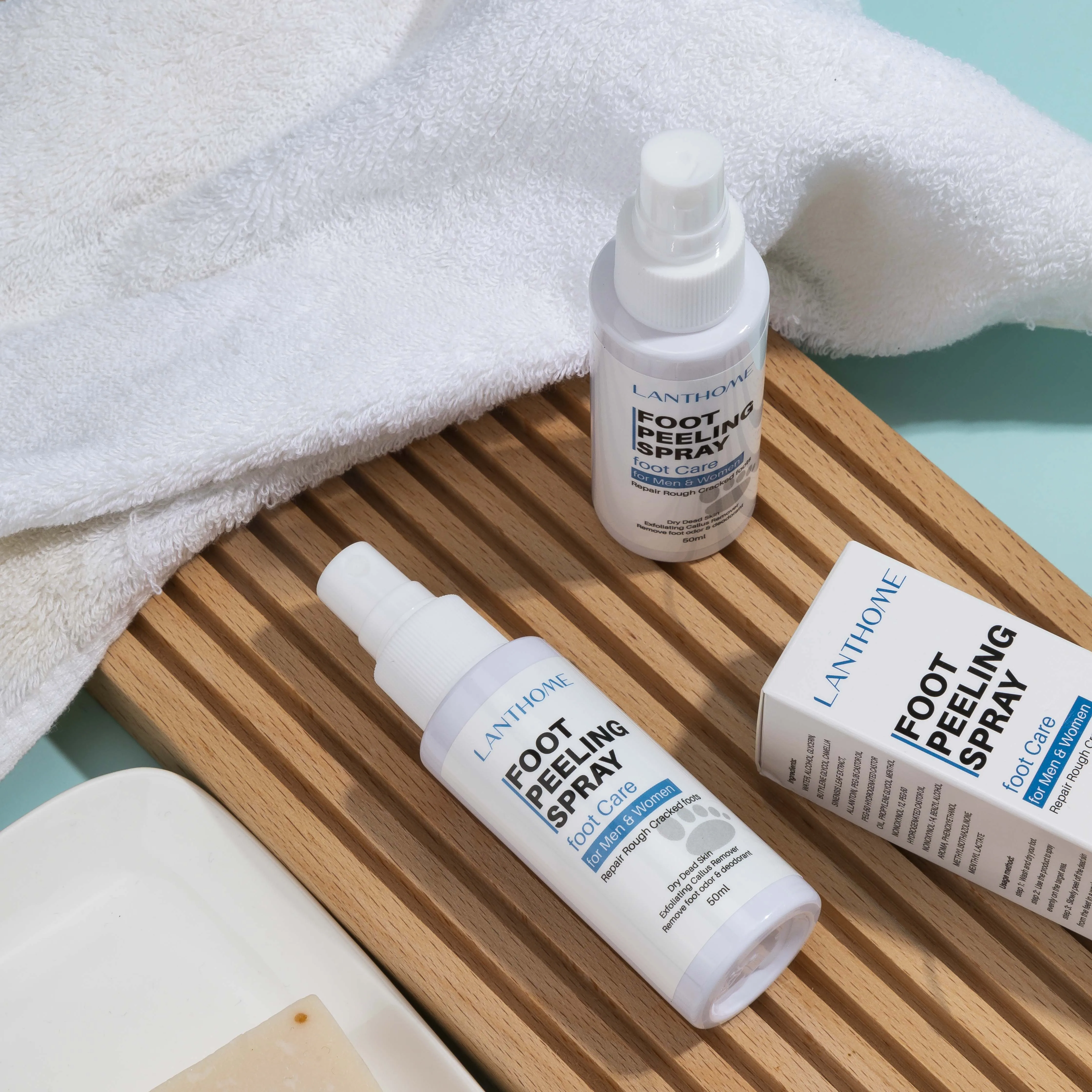 Lanthome Private Label custom natural dry skin rough crack athlete baby extreme foot feet repair Foot Peeling Spray