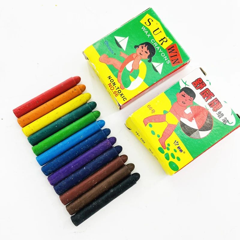 Bulk Selling Cheap Price Cute 12 Colors Mini Crayons for School Children Drawing and Sketching