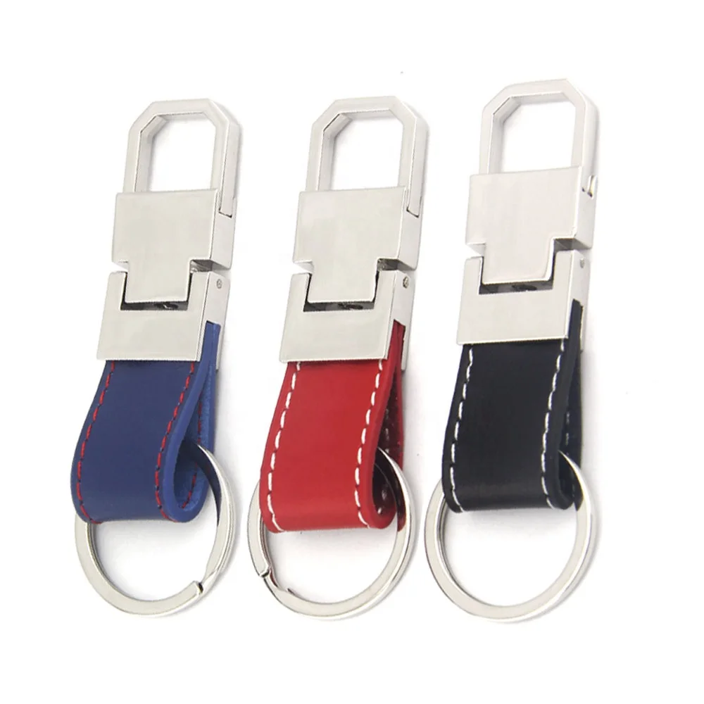 Custom shape carabiner cartoon rotating metal and leather keychain billet stainless steel metal craft gift manufacturer
