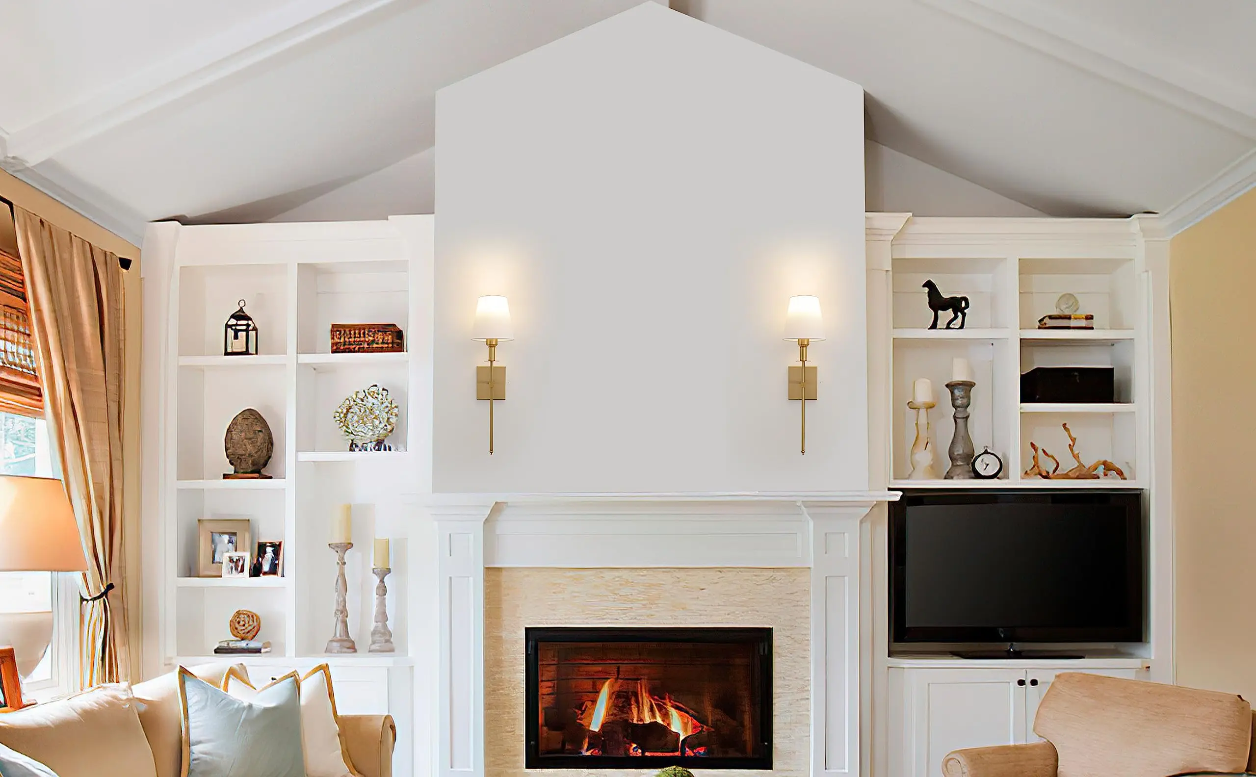 Wall Light Battery Operated Sconce Set Of 2 not Hardwired Fixture,Wall Sconce With Remote Dimmable Light Bulb