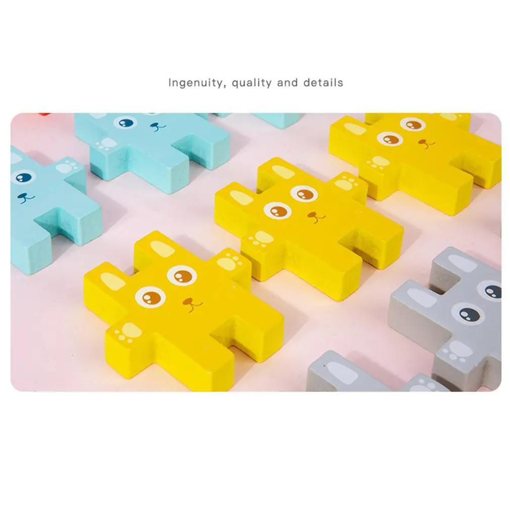 Children Montessori Animal Stacking Blocks Toys Rabbit Balancing Games Educational Wooden Puzzle Toys Digital Calculation
