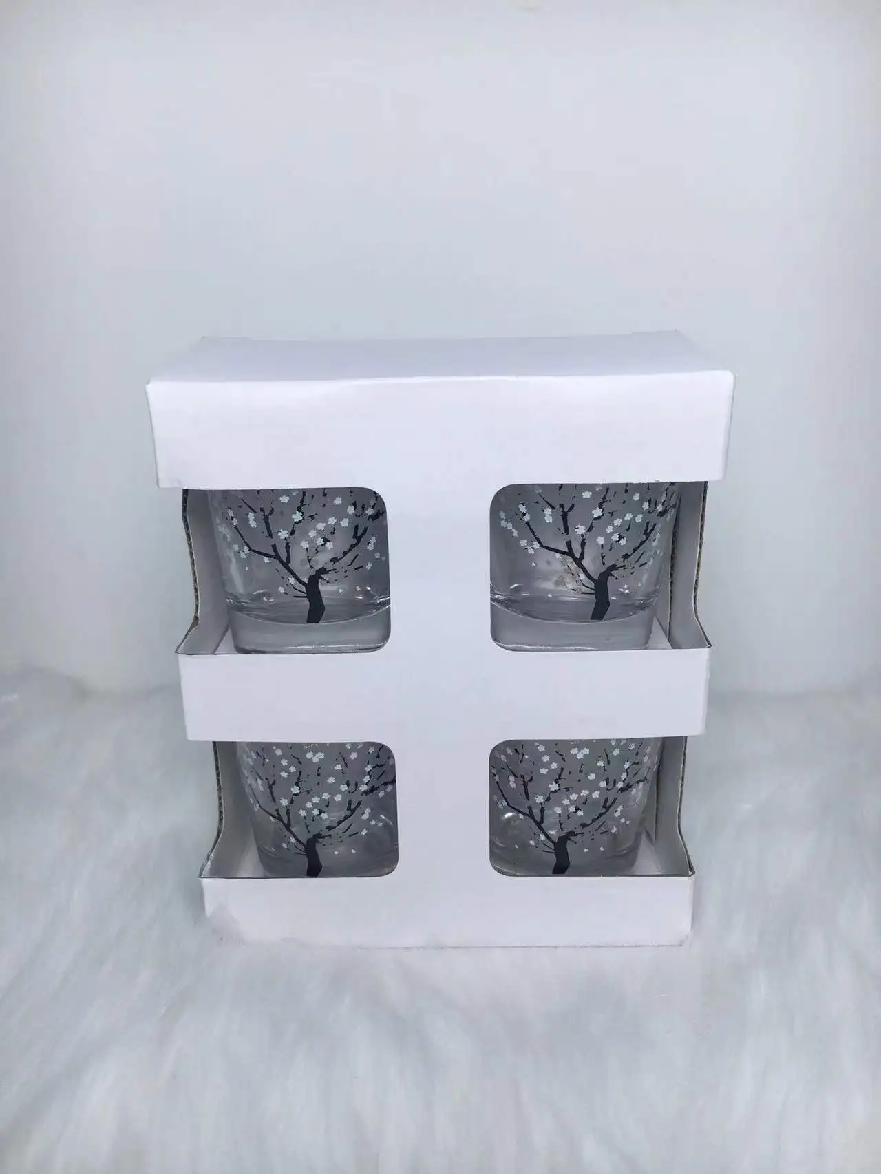 Wholesale blossom color changing japan japanese korean magic flowers sakura tree design soju glass cup