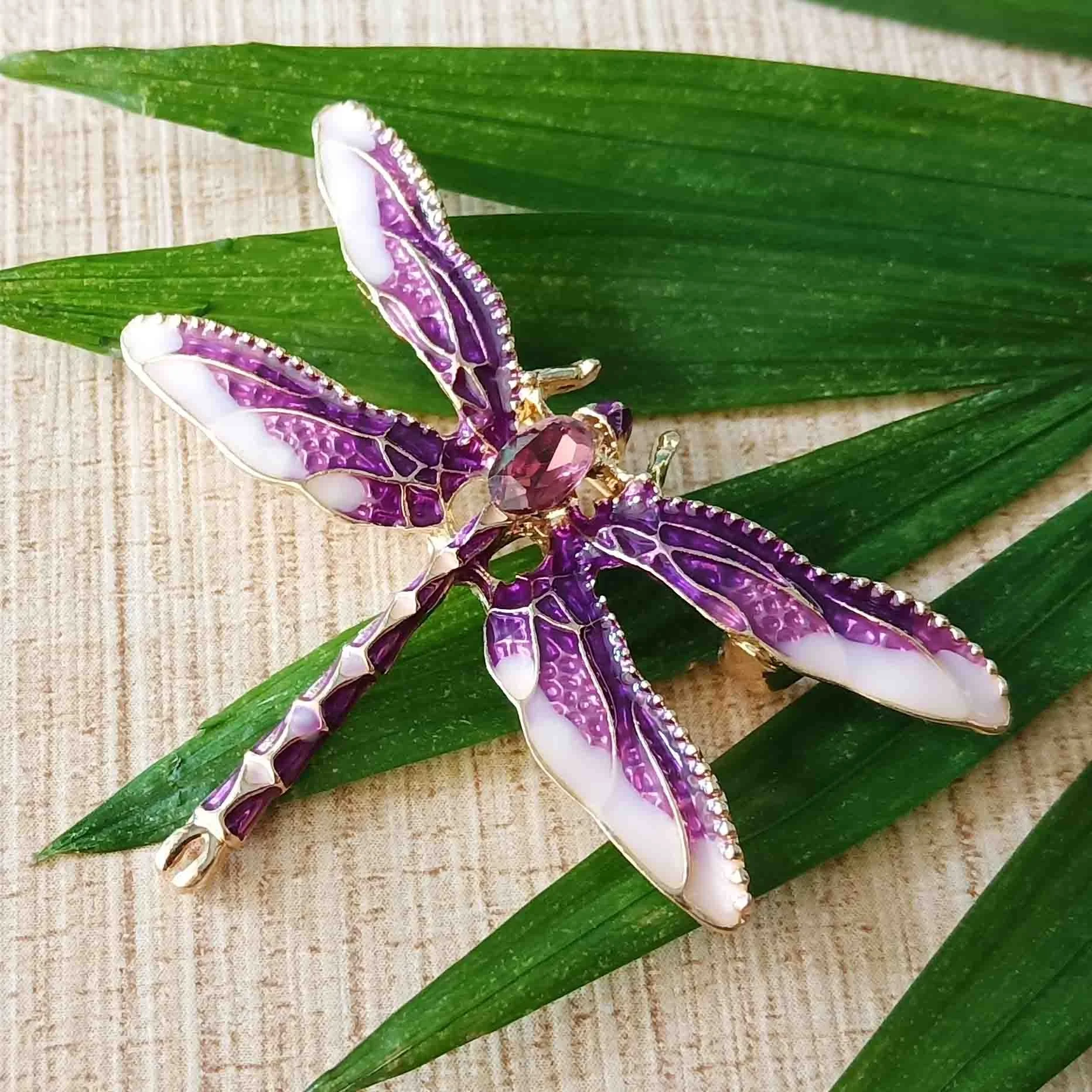 Popular silver 925 fashion luxury dragon fly brooches