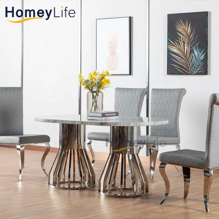 Postmodern large circle grey marble dining table for home dining room furniture