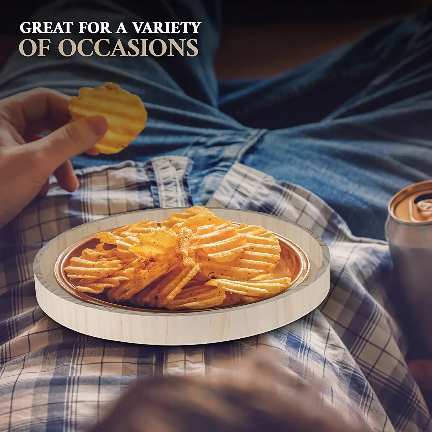 Набор из пяти деревянных подносов круглой формы для рукоделия круглые кухонные подносы подачи пирожных