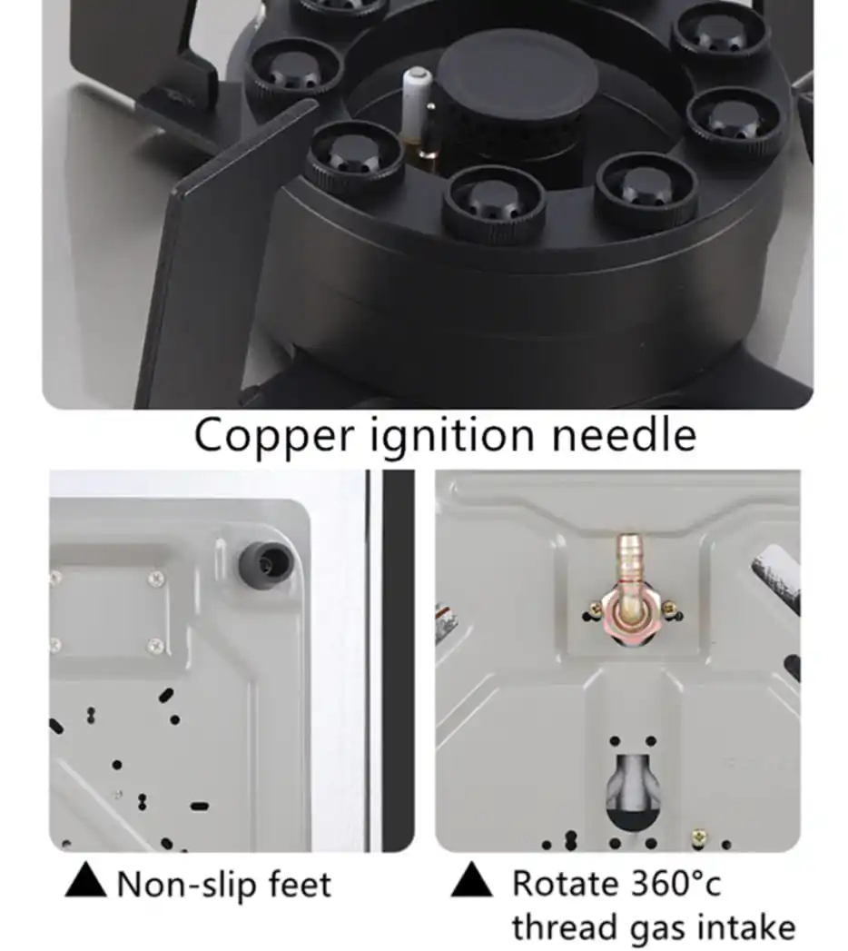 2 burners flippable gas stove 8mm tempered glass panel gas hob with cast burners
