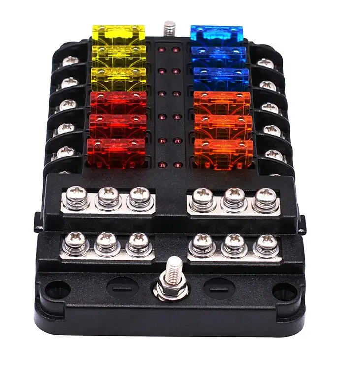DC 12V 24V 12 Way car Fuse Box Holder Block For Auto Bus Marine With Negative pole