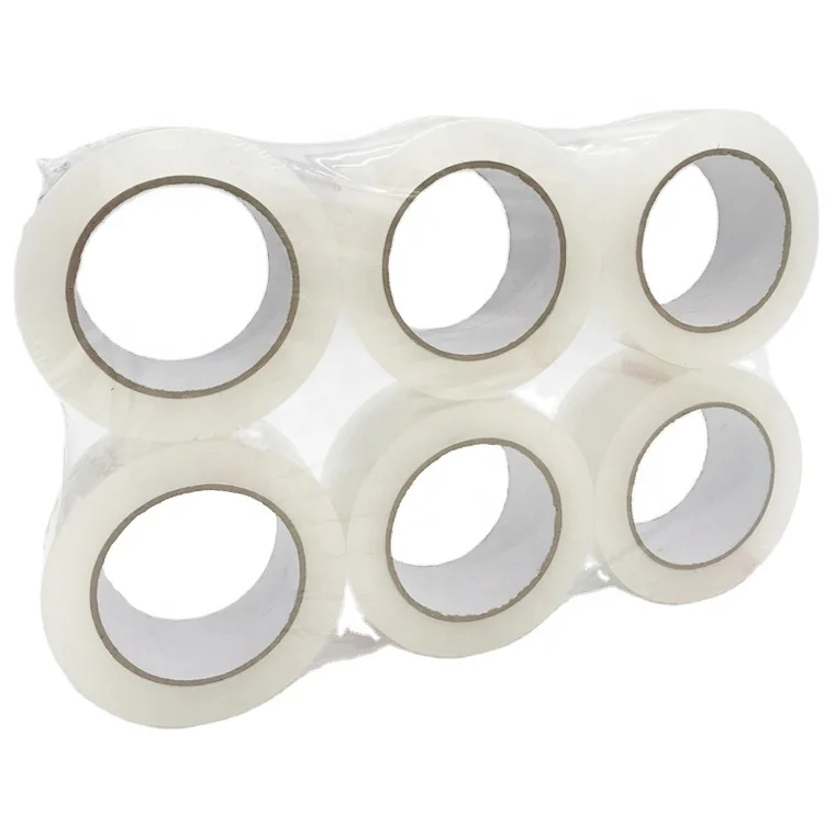 Wholesale Transparent clear heavy duty acrylic adhesive bopp packing packaging tape 6 packs