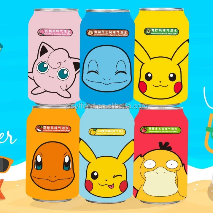 Оптовая продажа, японский популярный мультфильм, газированная вода, индивидуальный дизайн, консервированные газированные безалкогольные напитки