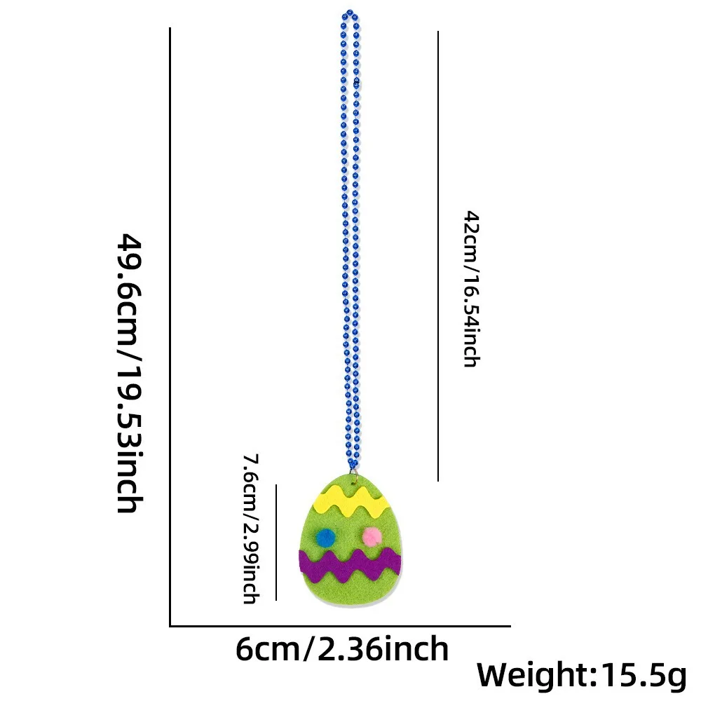 Kids Cartoon Pendant Ornament Chicken Rabbit Bead Chain Easter Party Decorated Egg Necklace Performance Take Photo Props