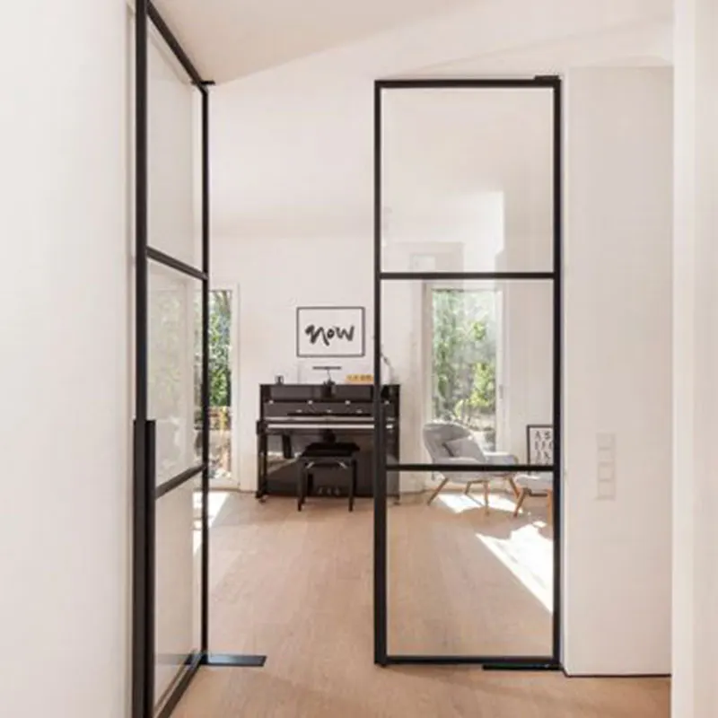 Low price Aluminum slim frame swing door for residential house