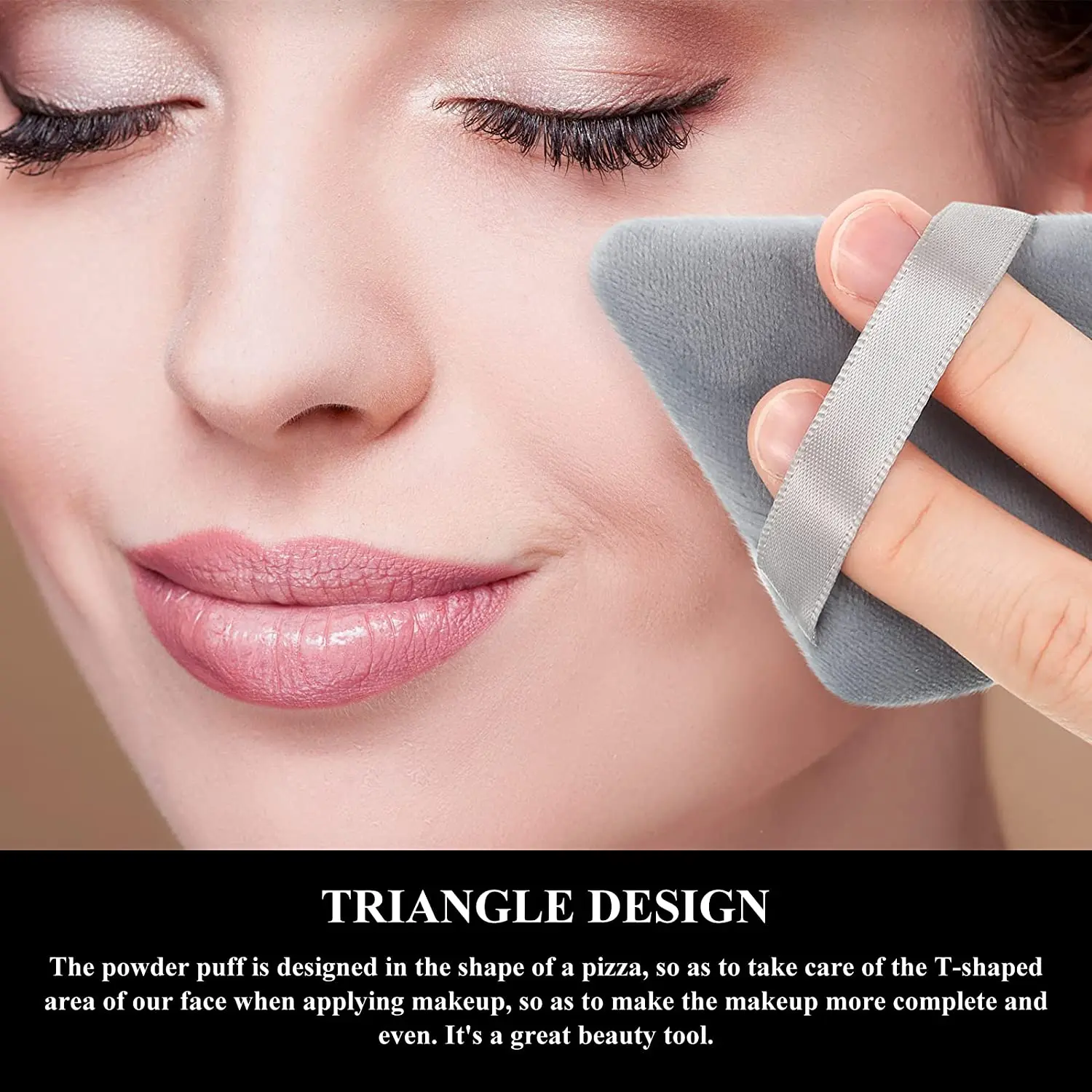 Makeup Cotton Triangle Powder Puff  Bb Cream Foundation Triangle Makeup Puff With Strap