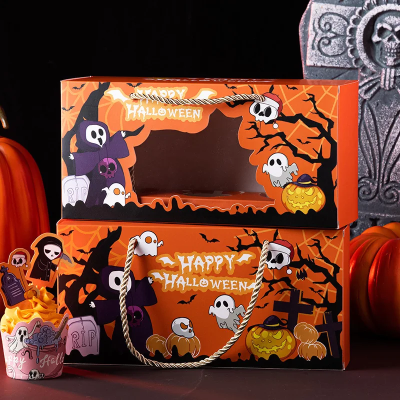 Halloween Wizard Ghost Print Design Chocolate Candy Cookies Cupcake Box Cupcake Kraft Gift Paper Packaging Box Eco Friendly