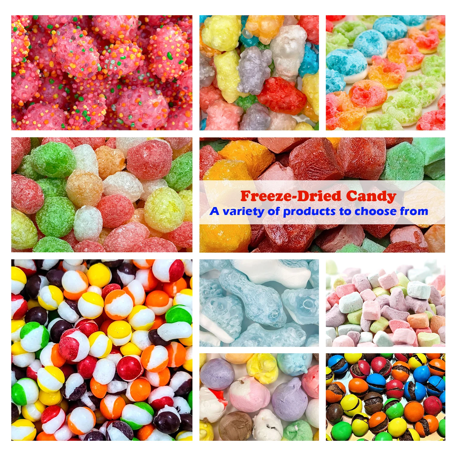 Candy Supplier Wholesale Custom Label Freeze Dry Fruity Jelly Bean Candy Sweet Snacks Freeze Dried Rainbow Chewy Gummy Candy