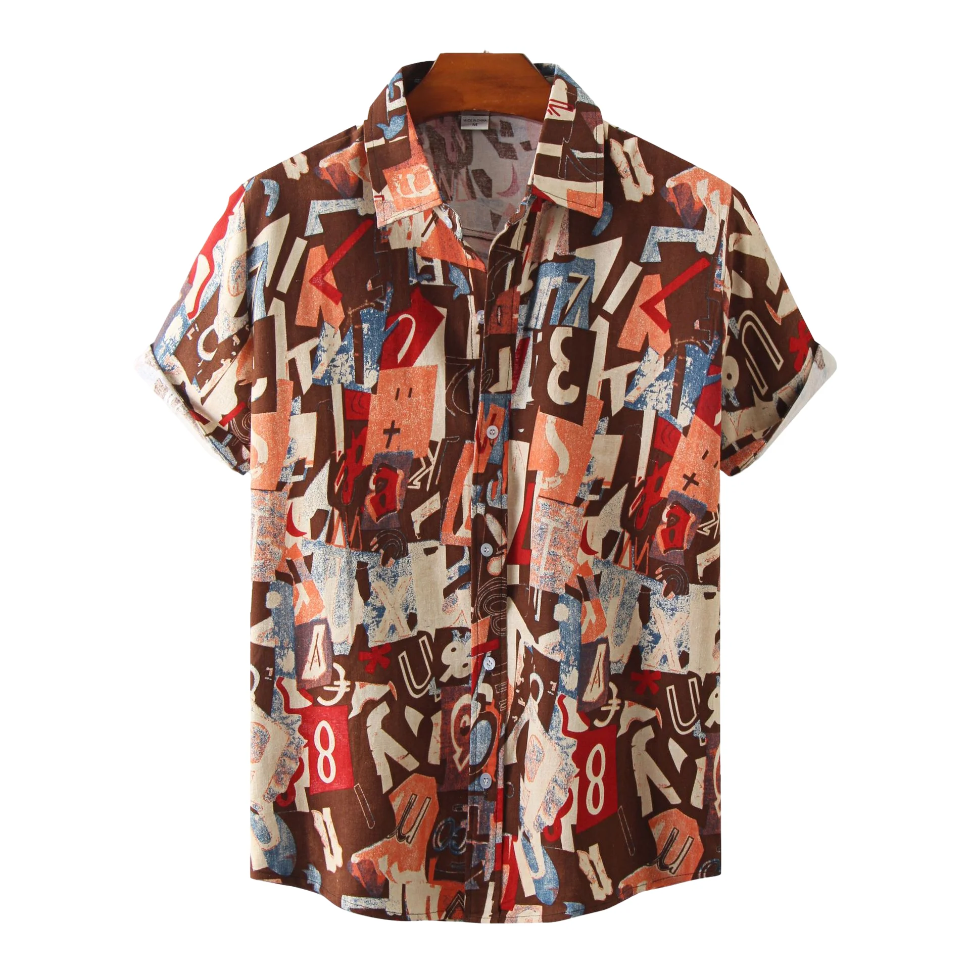 Best Sellers 2022 Wholesale Men Casual Shirts Flax Fiber Summer Shirts For Men Custom Printed Hawaiian Shirt