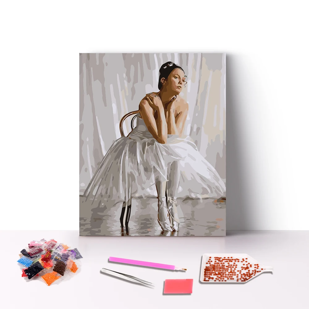 Customized Elegant Ballerina Dancer Pure White Ballet Skirt 5d Diamond Painting Embroidery