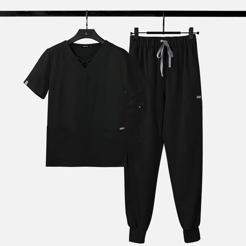 2023 Customized Logo Short Sleeved Surgical Suit Doctors Zipper Scrubs Uniforms Sets Nursing Hospital Uniforms Wholesale