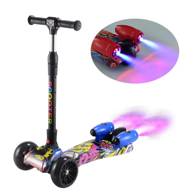 Popular children 3 wheels scooter for kids electric scooter with led lights and smoke