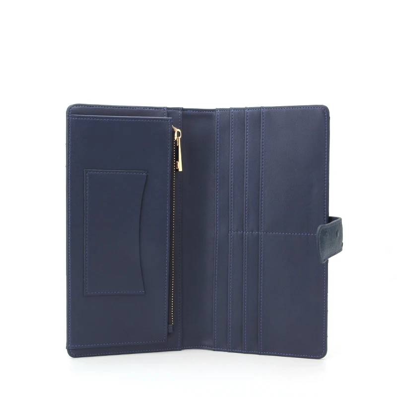 Womens RFID Blocking Long Purse Wallet Ostrich Pattern PU Leather Long Wallet