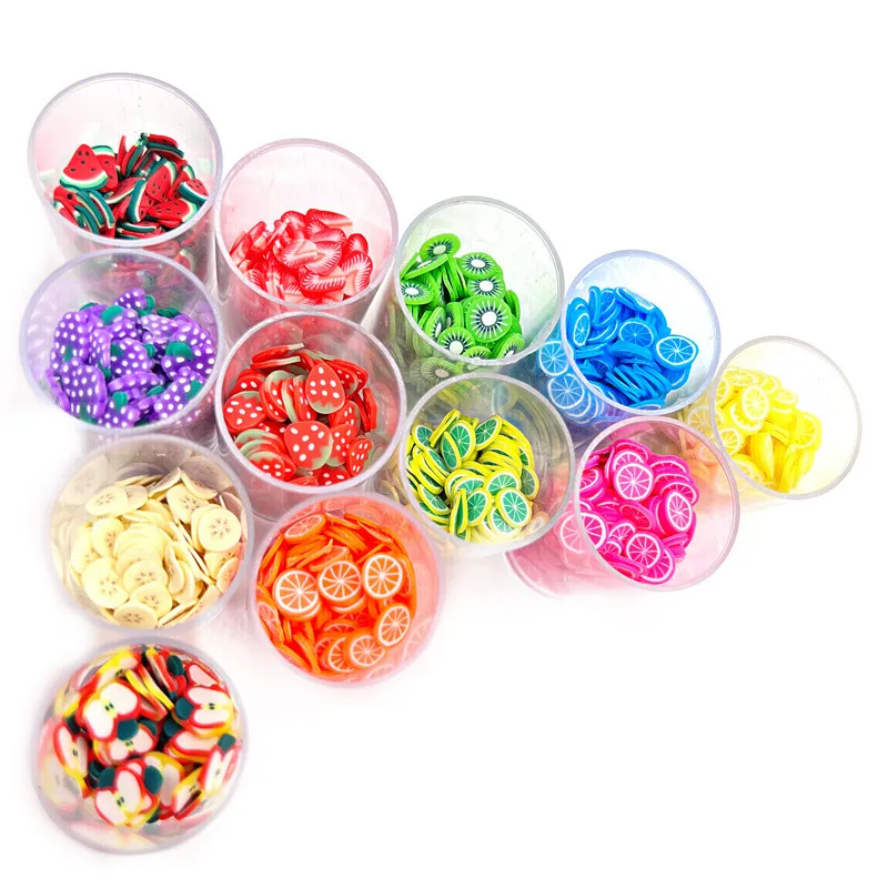 Hot Selling 12 Bottles Multiple Style Polymer Clay Slices For Cream Glue Diy material Nail Decoration Slime filler