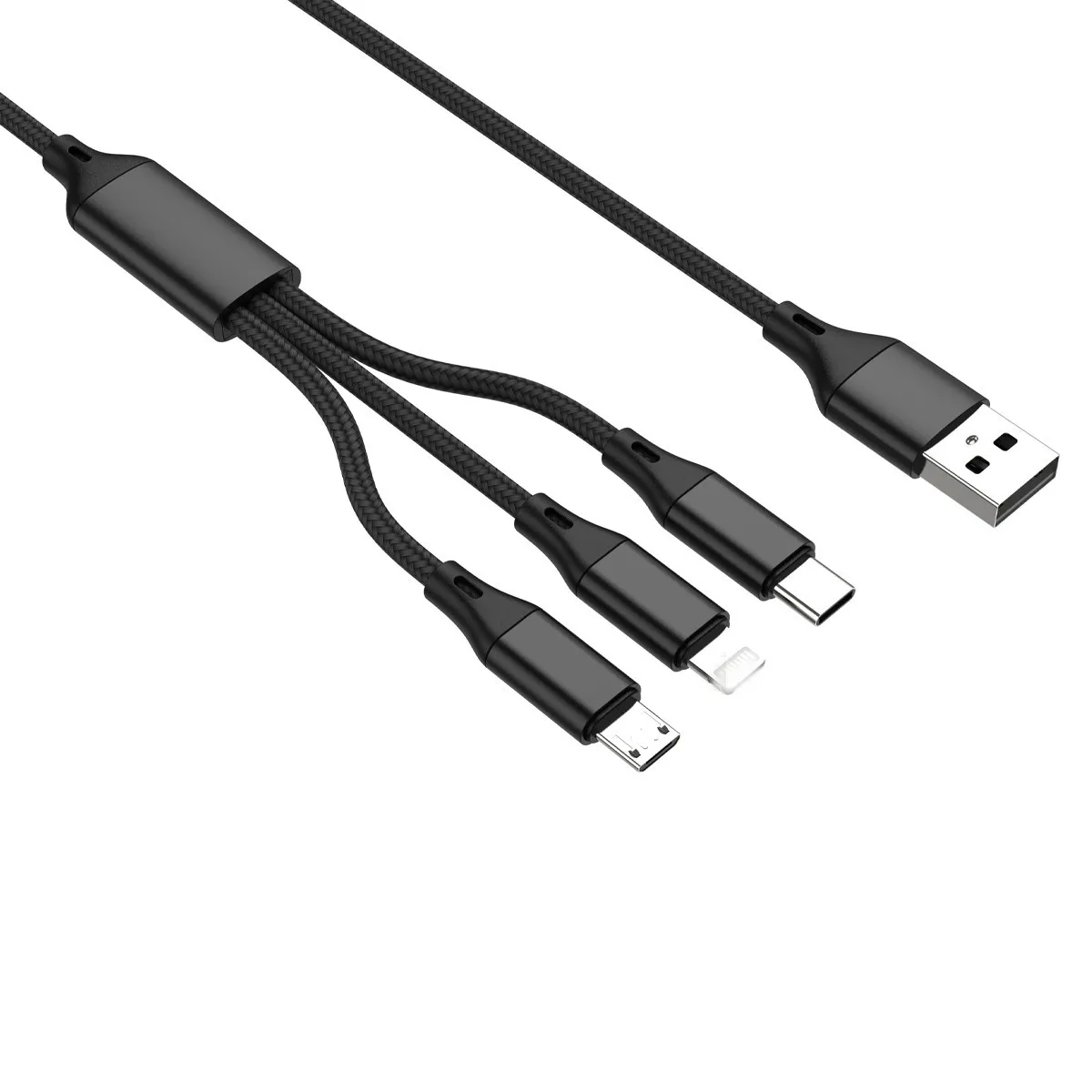 Нейлоновый плетеный провод от производителя цветной кабель 3 в 1 Type-c для быстрой зарядки и передачи данных с USB-портом мобильных телефонов Android
