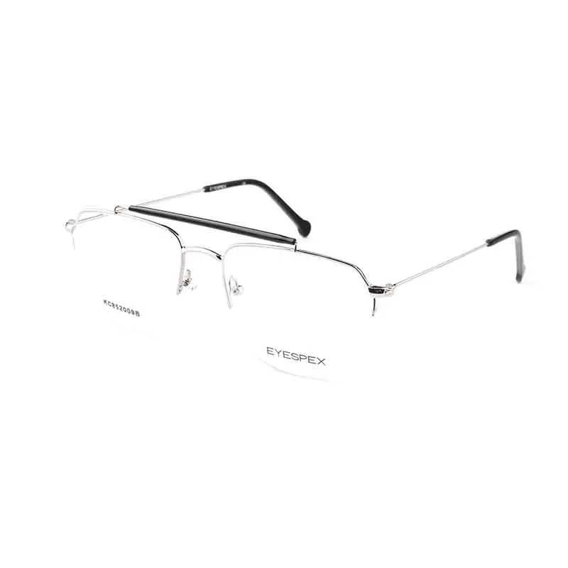 Fashion Half Rimless  Men and Women With Double Bridge Process Metal Computer Reading Optical Frame Glasses