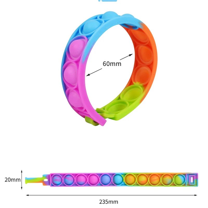 stress set silicone sj rainbow sensory fun kid band pulseira watch wristband pulsera push bubble pop fidget toy bracelet