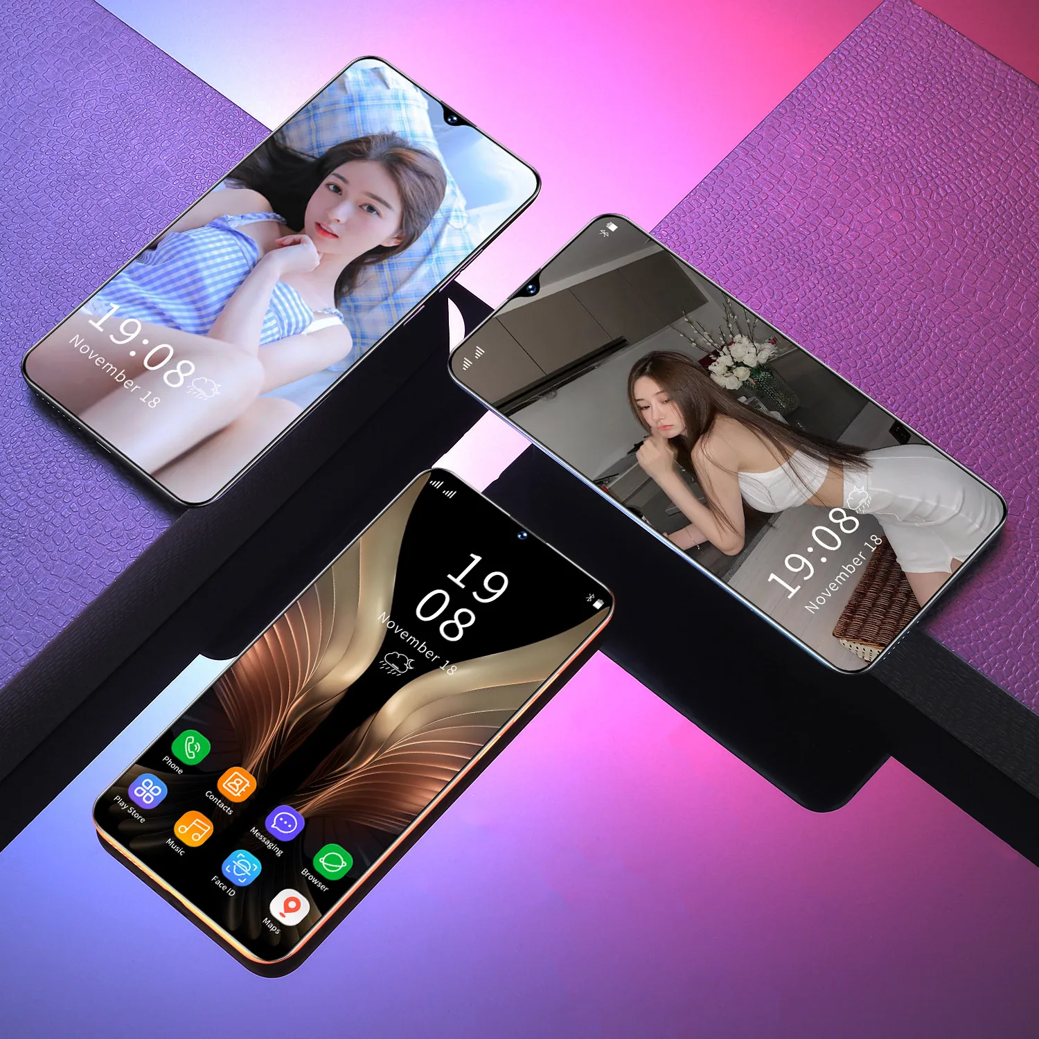 Wholesale OEM M40 Telephone 6.5 inch Smartphone 12GB+512GB Full Screen Mobile Phone Finger/Face Unclock Smart Phone