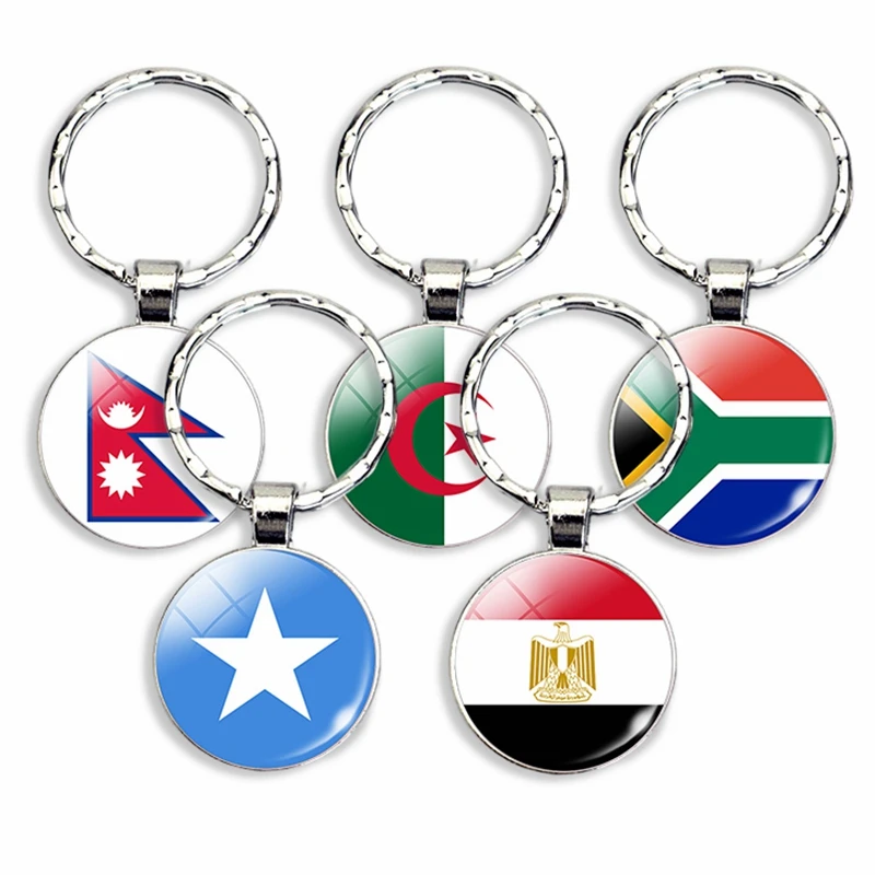 National Flag Keychain South Africa Egypt Libya Tunisia Ethiopia Morocco Crystal Pendant Jewelry Cheap wholesale Flag Souvenir