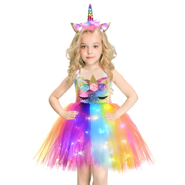 Unicorn Dress for Girls Princess Kids Halloween Party Costume with Tutu Costume Dress