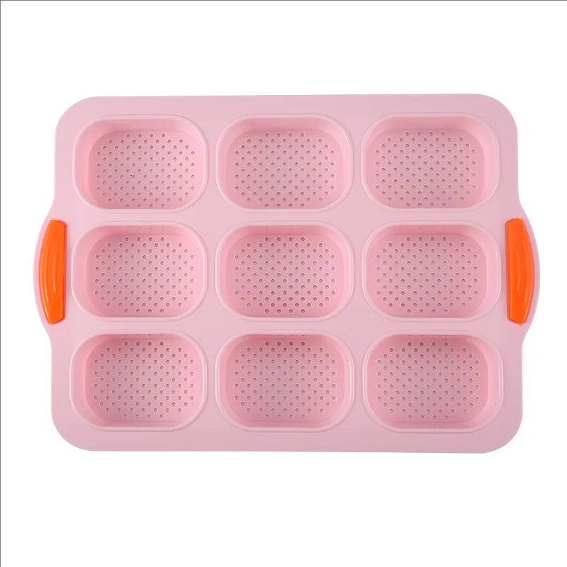 Food Grade Silicone Baguette Baking Tray Non-Stick Perforated round Pan for Mini Baguette DIY Baking Mold with Padded Bag