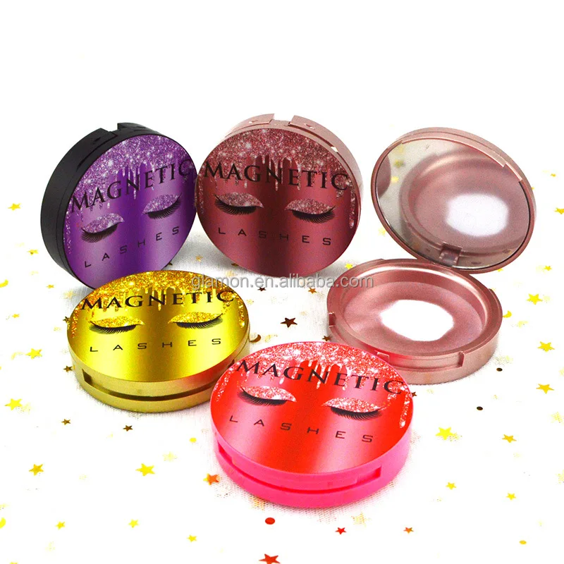 Wide Color Selected Round Eyelash Case Empty Clear Mink Eyelash Packaging Compact Powder Container
