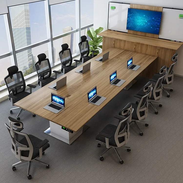 Dual motor standing desk 2021 electric conference table modern 10 seats office meeting table