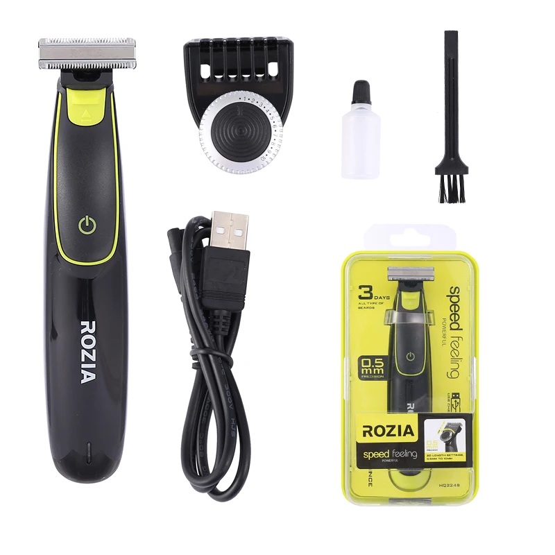 Rozia  Multifunctional USB Rechargeable Facial Hair Body Trimmer Adjustable Comb Grooming Kit Electric Beard Trimmer for Men