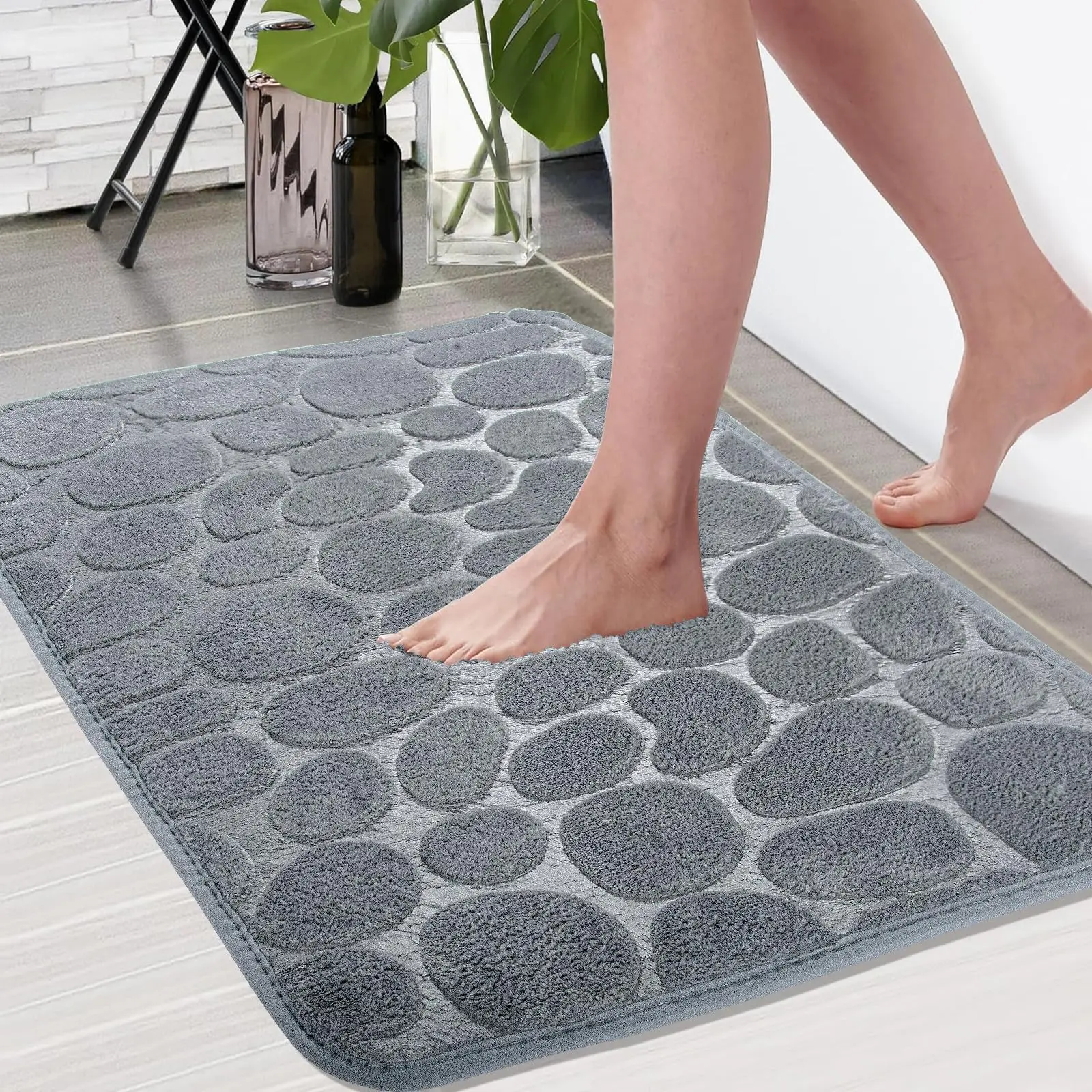 Bathroom Rugs Non Slip, Machine Washable Bath Mats for Bathroom, Extra Soft and Absorbent Shower Mat Quick Dry