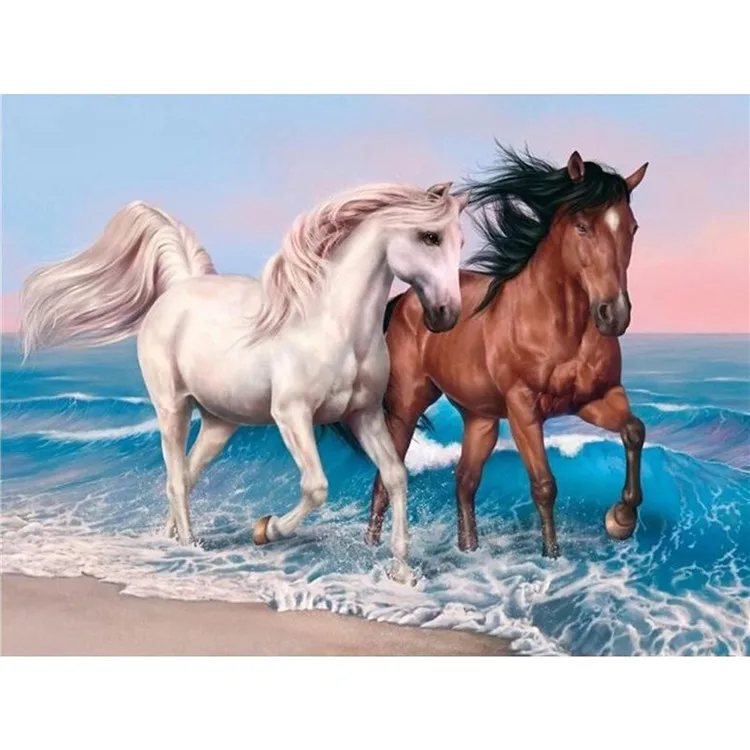 Seascape Diamond Art Painting Animal Horse Diamond Painting DIY Full Drill Wall Art Fashion Home Decor Custom Diamond Painting